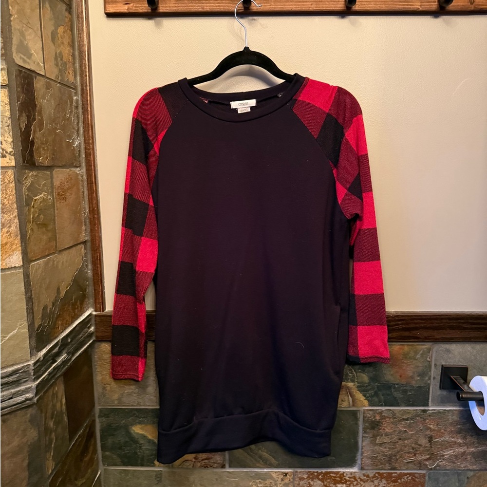 Silver Icing Cherish Black and Plaid Top
